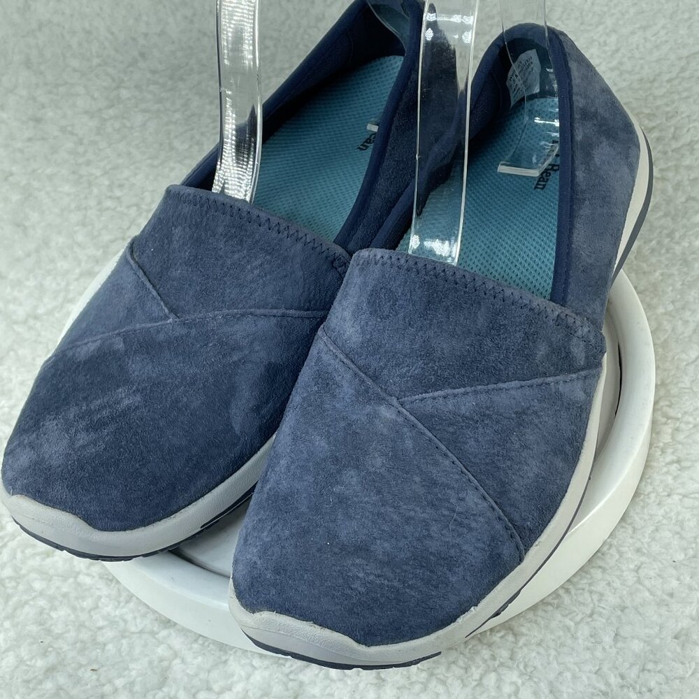 LL Bean Shoes Womens 7.5 Blue Back Cove Slip On Comfort Shoes Nubuck 510584
